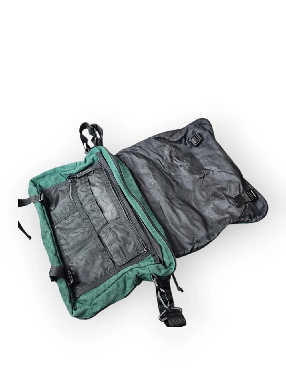 Eddie Bauer Heritage Green Waxed Canvas Messenger Bag
